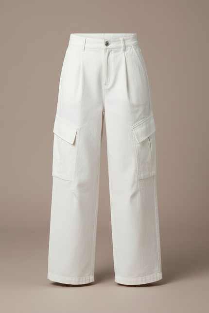 Pantalon Militaire Blanc - Toile - vue 3