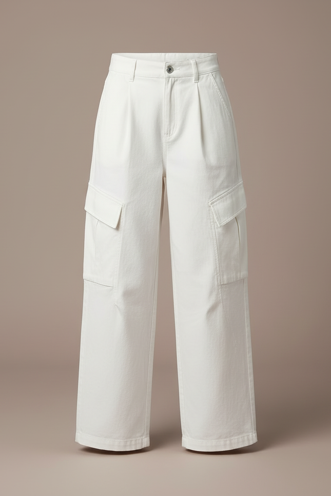 Pantalon Militaire Blanc - Toile - vue 3