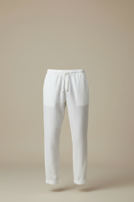 Pantalon Blanc Homme Lin Décontracté Ample - vue 3