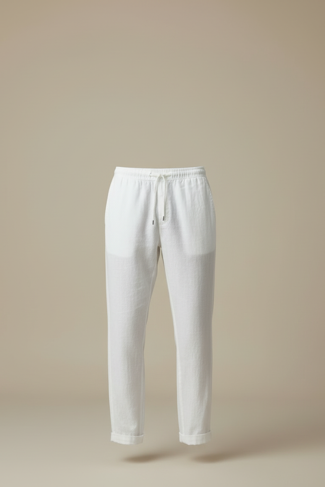 Pantalon Blanc Homme Lin Décontracté Ample - vue 3