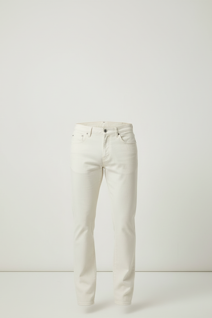 Pantalon Blanc Coton Stretch Slim Homme Décontracté - Jean - vue 3