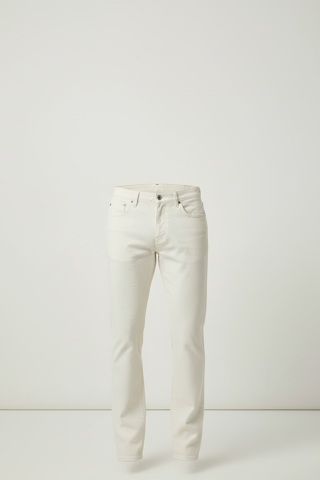 Pantalon Blanc Coton Stretch Slim Homme Décontracté - Jean - vue 3