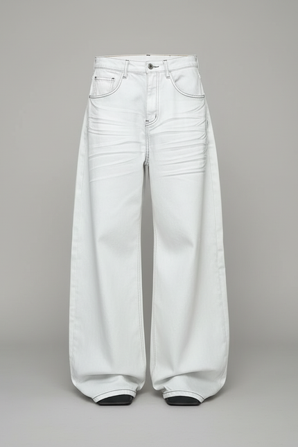 Pantalon Blanc Large Décontracté Coton Y2K Homme - Jean - vue 3