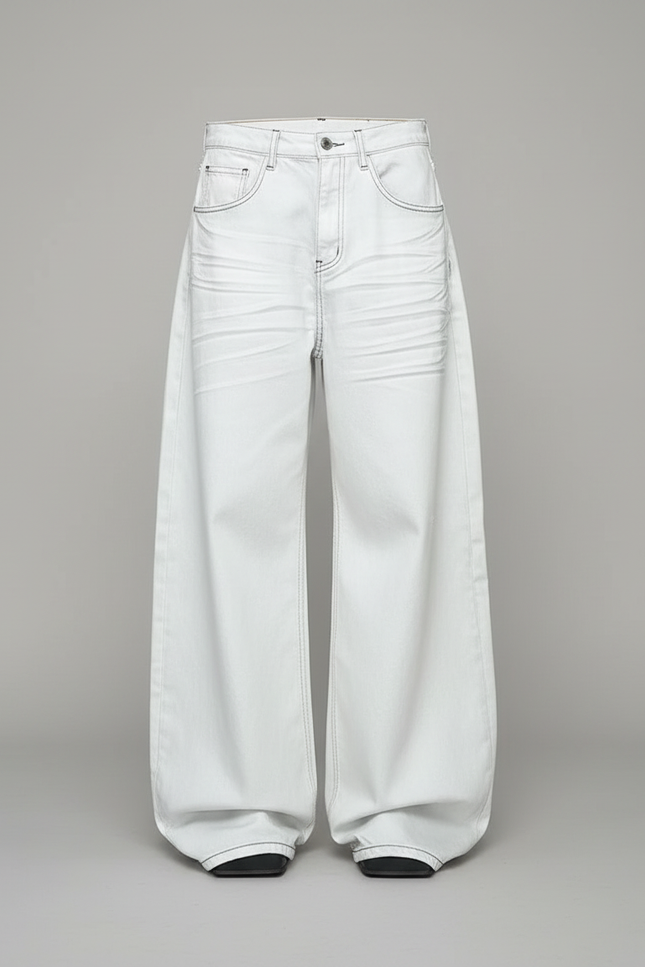 Pantalon Blanc Large Décontracté Coton Y2K Homme - Jean - vue 3