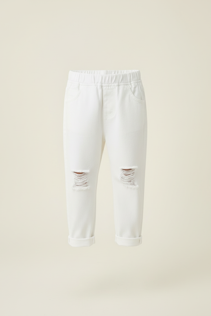 Pantalon Blanc Jean Déchiré Enfant Décontracté Coton - vue 3