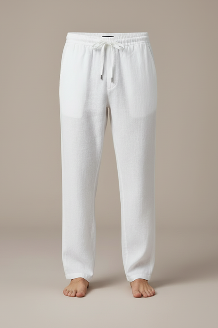 Pantalon Large Lin Blanc - vue 3
