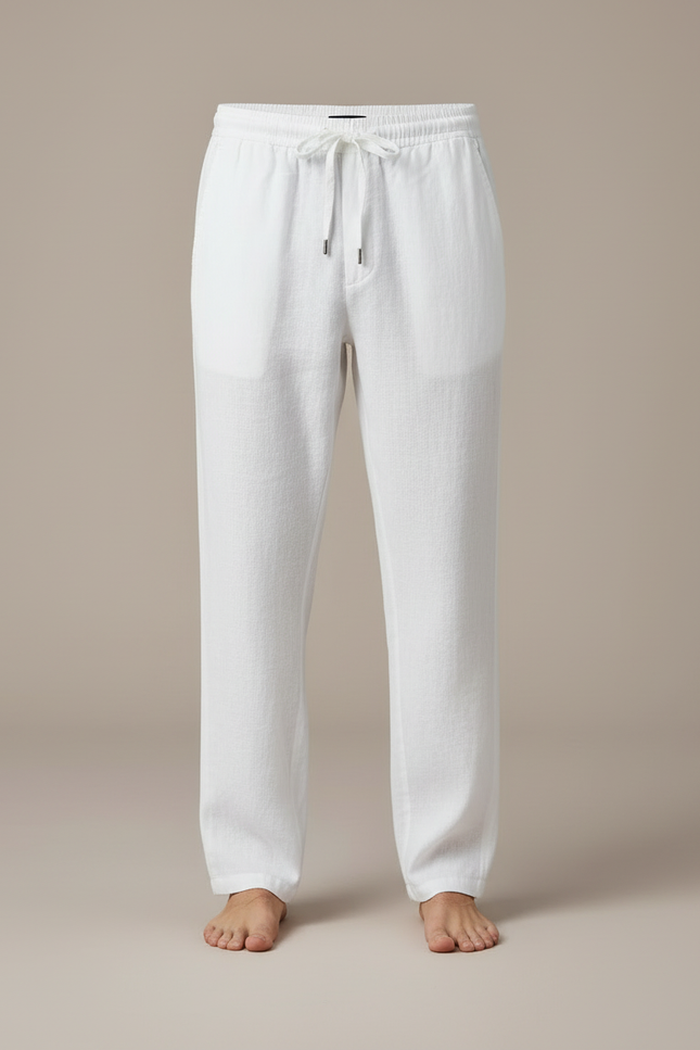 Pantalon Large Lin Blanc - vue 3