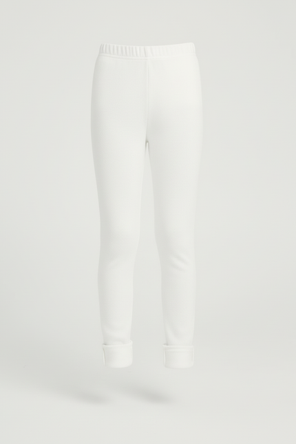 Pantalon Blanc Côtelé Slim Confortable Enfant Hiver - Maille - vue 3