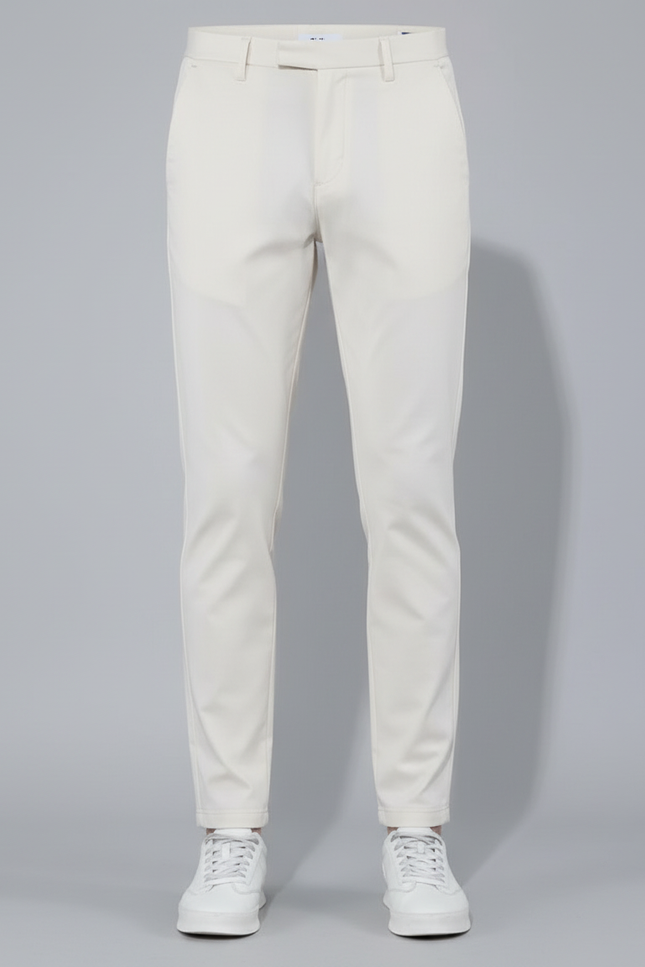 Pantalon Blanc Homme Décontracté Slim Coton Respirant - Beige - vue 3