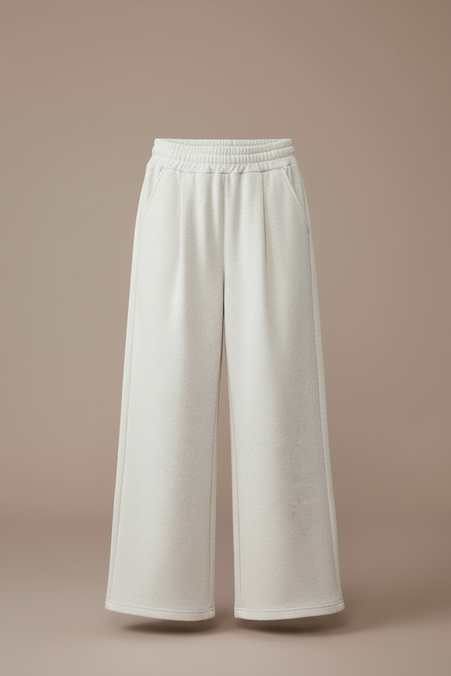 Pantalon Blanc Ample Droit Confortable Enfant Décontracté - Beige Molleton - vue 3