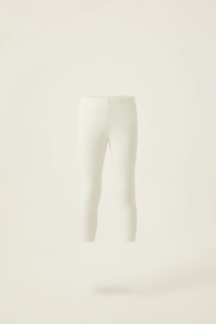 Pantalon Blanc Côtelé Tricoté Capris Enfant Stretch - Maille - vue 3