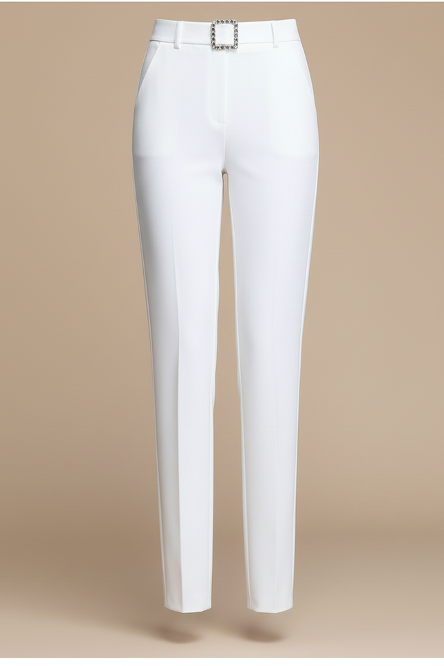 Tailleur Pantalon Blanc Femme Chic - Polyester - vue 3