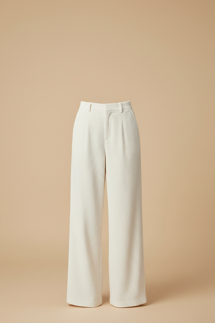 Pantalon Blanc Velours Femme - Cordé - vue 3