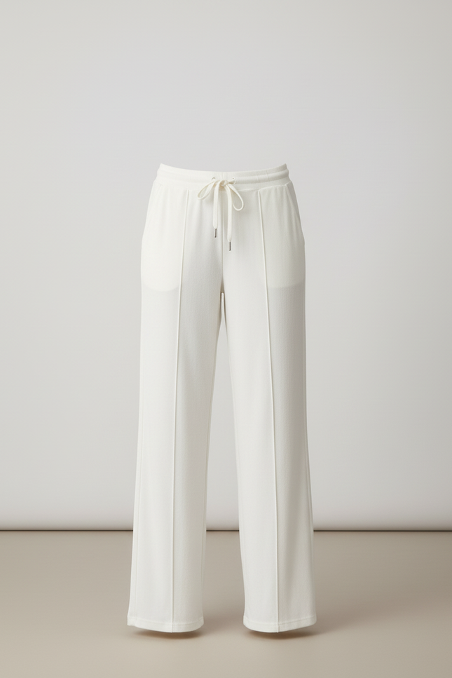 Pantalon Blanc Ample Cordon Décontracté Confortable - Molleton - vue 3