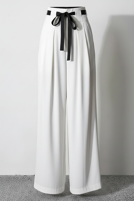 Pantalon Large Noir Et Blanc - Viscose - vue 3