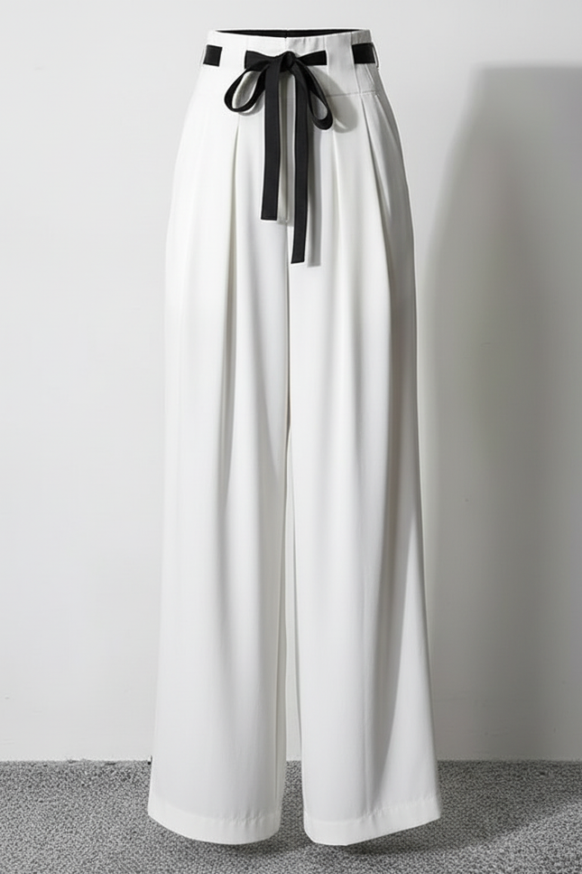 Pantalon Large Noir Et Blanc - Viscose - vue 3