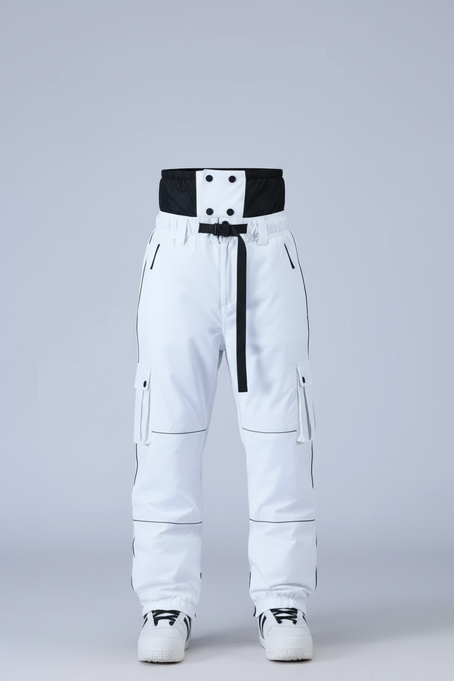 Pantalon Blanc Cargo Ample Ceinture Noir - Polyester - vue 3
