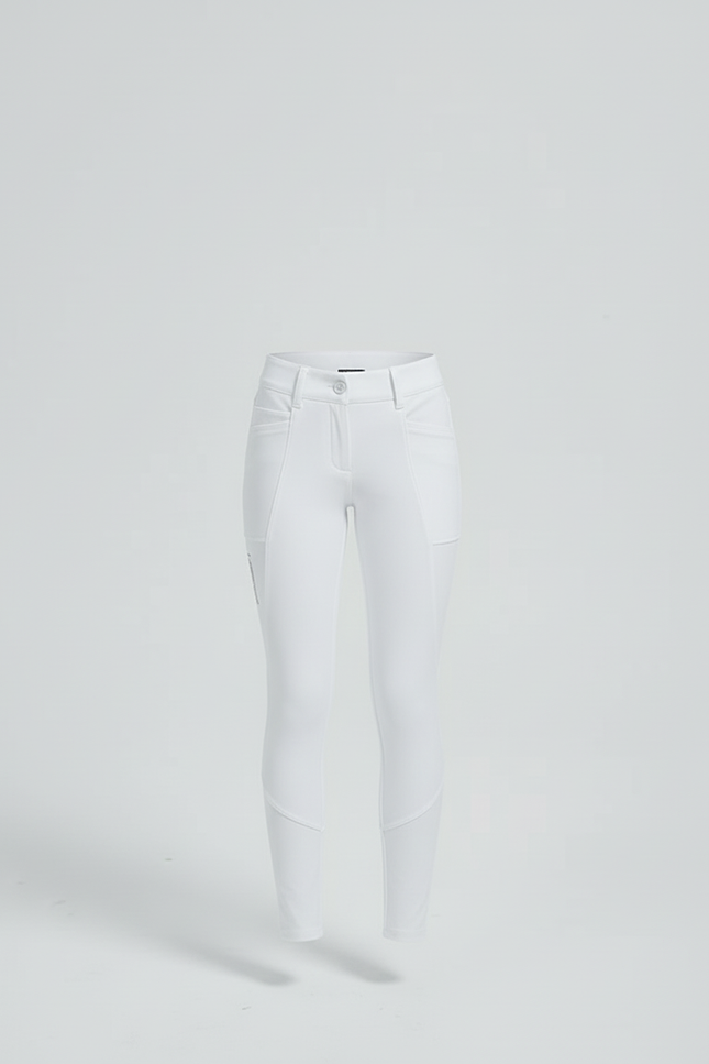 Pantalon Blanc Équestre Fille Slim Silicone Adhérent - Polyester - vue 3