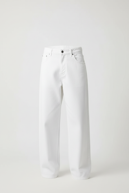 Pantalon Blanc Homme Ample Décontracté Coton Droit - vue 3