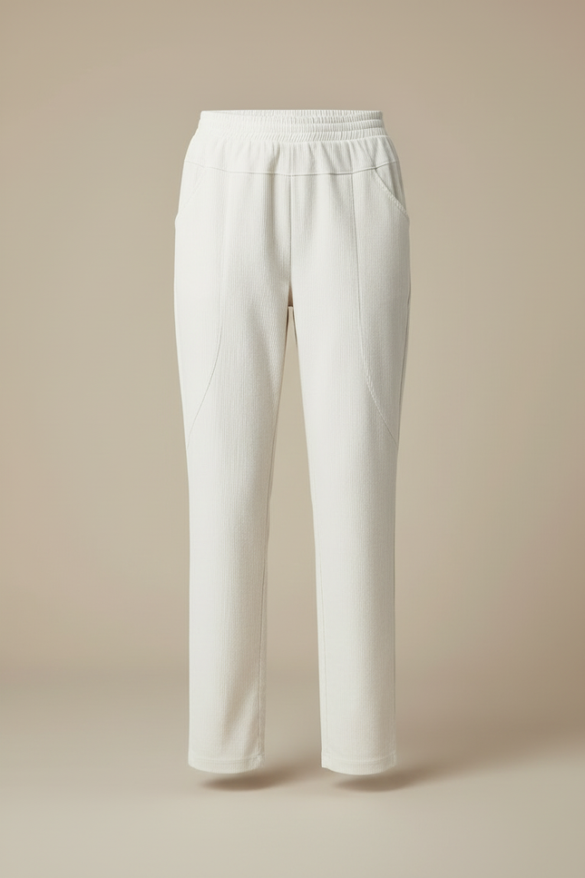 Pantalon Cigarette Blanc Femme - Cordé - vue 3