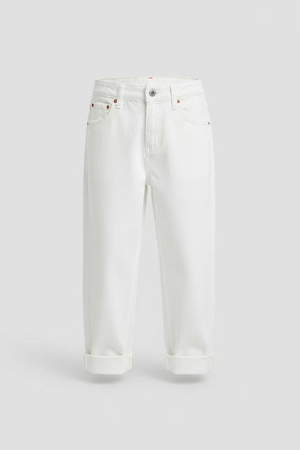 Pantalon Blanc Jean Ample Unisexe Décontracté Enfant - vue 3