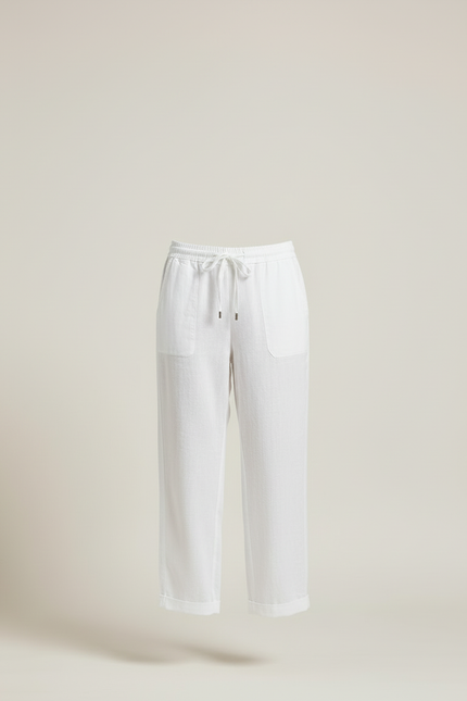 Pantalon Blanc Fluide Ample Décontracté Lin - vue 3