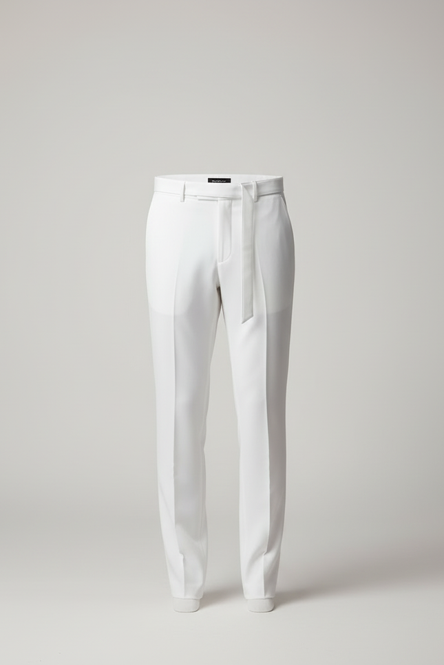 Pantalon Blanc Homme Droit Élégant Formel Ajusté - Gabardine - vue 3