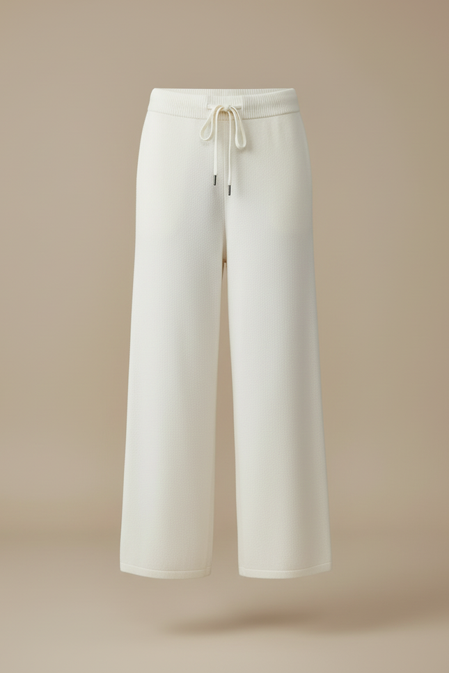 Pantalon Blanc Laine Ample Droit Décontracté Femme - vue 3