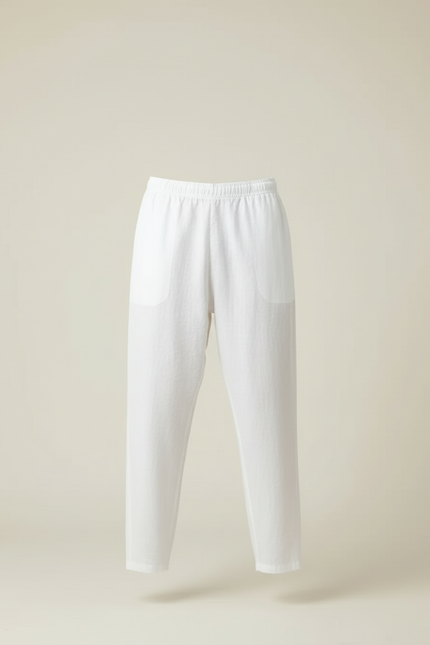 Pantalon En Lin Blanc Large Homme - vue 3