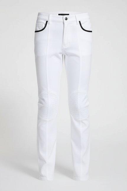 Pantalon Blanc Équestre Enfant Slim Matelassé Moderne - Gabardine - vue 3