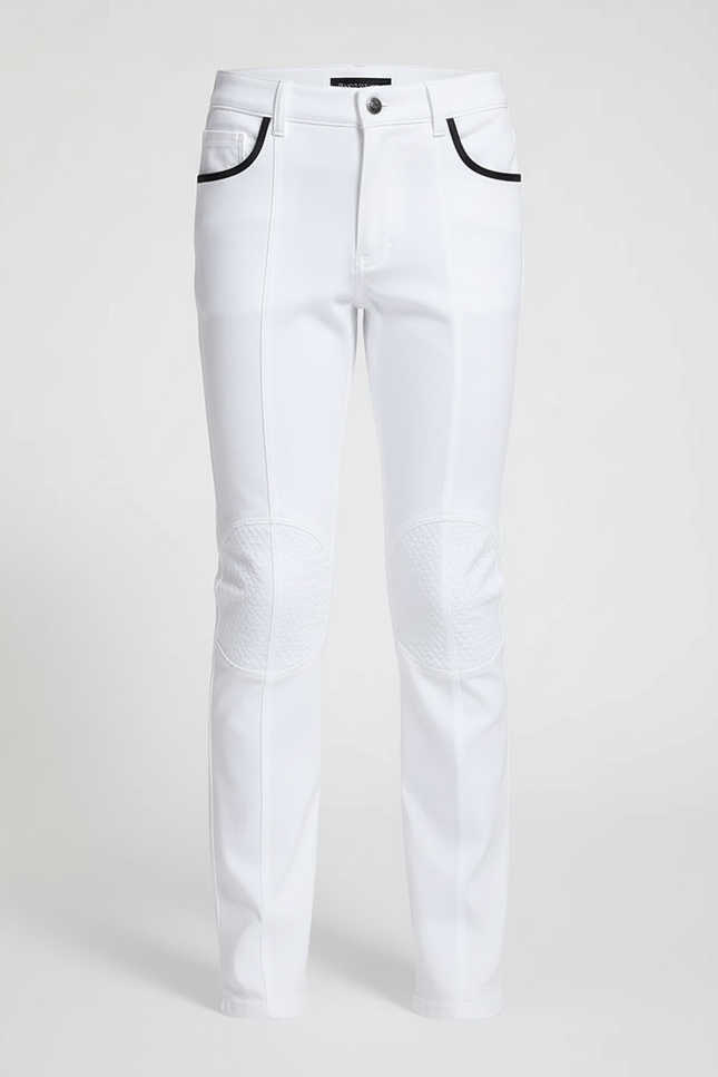 Pantalon Blanc Équestre Enfant Slim Matelassé Moderne - Gabardine - vue 3