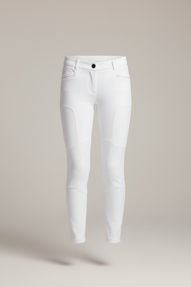 Pantalon Blanc Équestre Enfant Silicone Ajusté - Polyester - vue 3