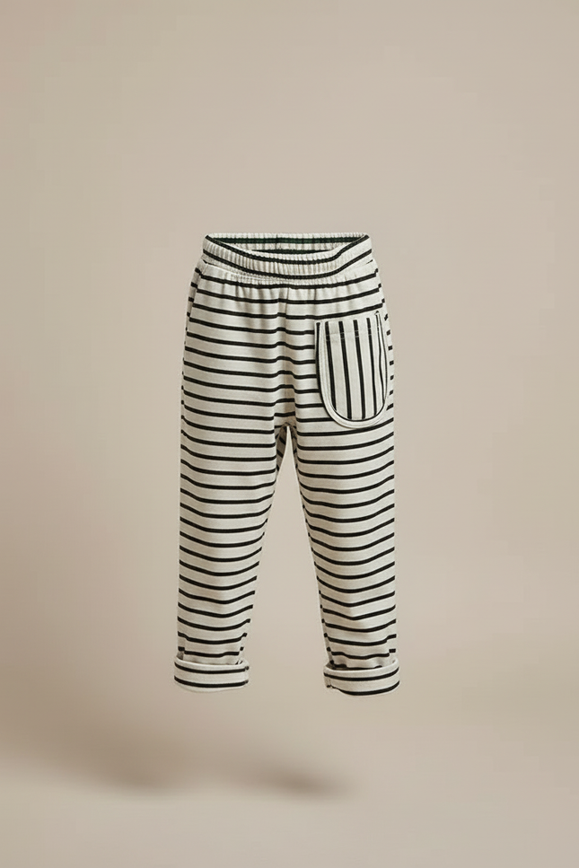 Pantalon Noir Et Blanc Rayure - Multicolore Molleton - vue 3
