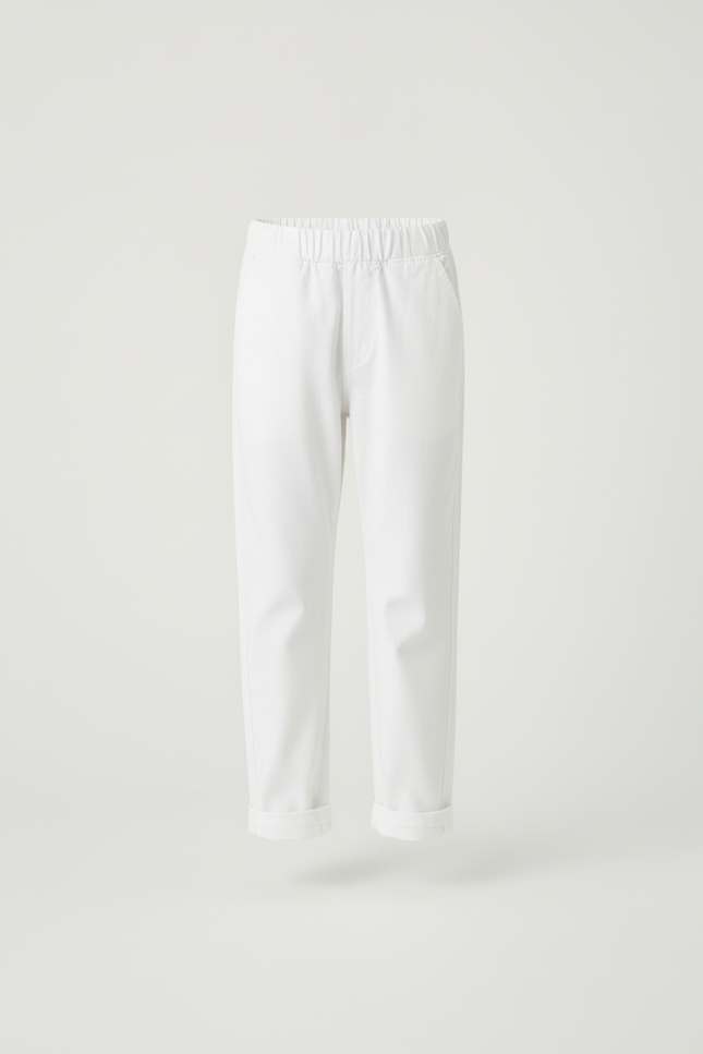 Pantalon Blanc Enfant Droit Décontracté Coton - vue 3
