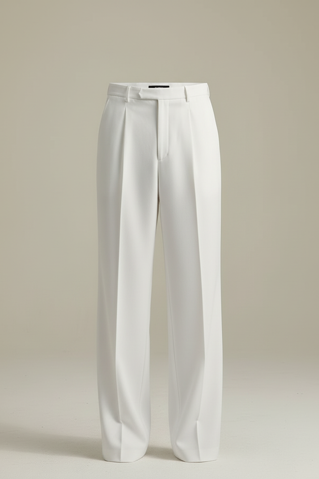 Pantalon Blanc Plissé Droit Ample Élégant Homme - Gabardine - vue 3