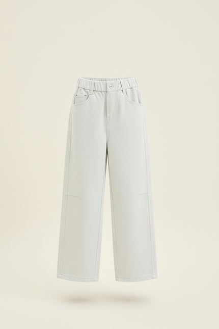 Pantalon Blanc Ample Décontracté Fille Jean - Bleu - vue 3
