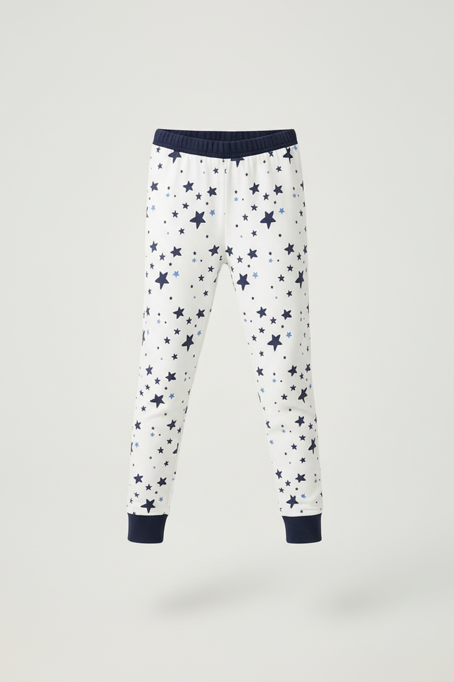 Pantalon Blanc Étoiles Coton Enfant Décontracté Confortable - Molleton - vue 3