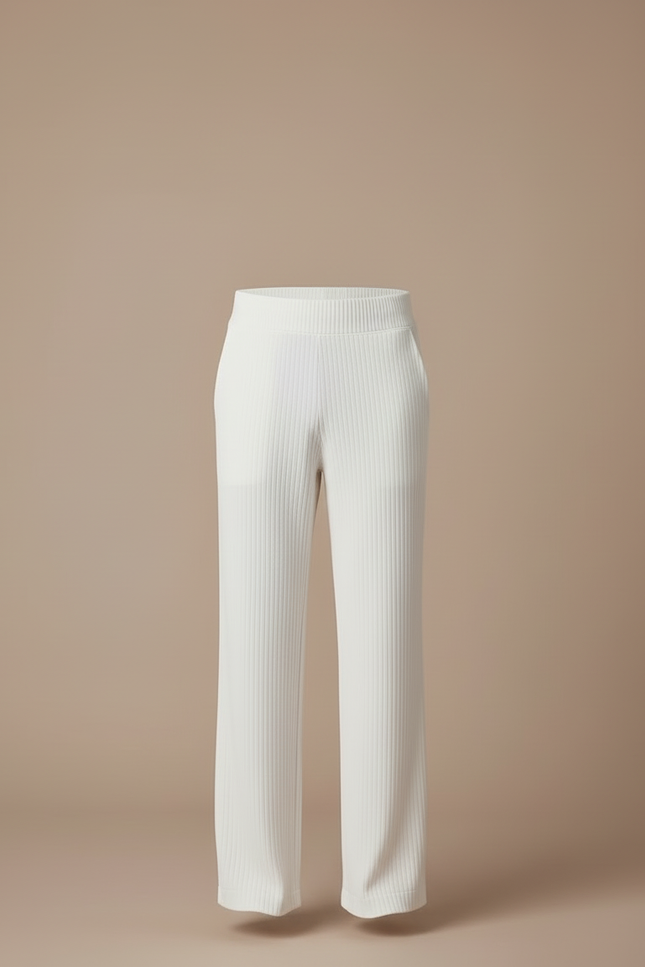 Pantalon Blanc Côtelé Droit Ample Décontracté Homme - Maille - vue 3