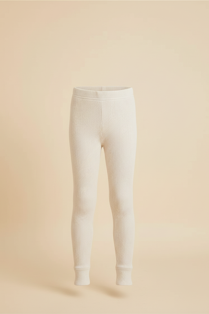 Pantalon Blanc Côtelé Décontracté Enfant Rayé Confortable - Beige Maille - vue 3