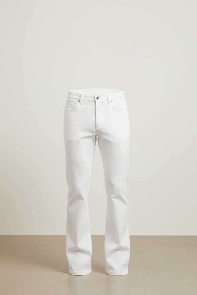 Pantalon Blanc Homme Droit Décontracté Uni - Jean - vue 3