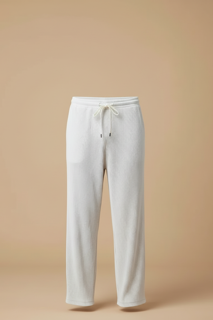 Pantalon Blanc Plissé Ample Décontracté Homme - Maille - vue 3