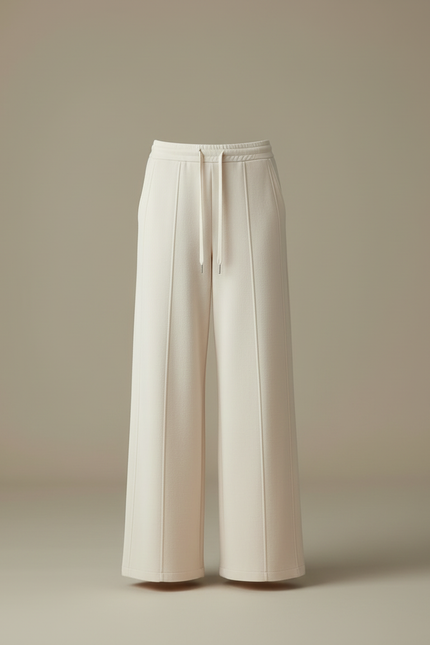 Pantalon Blanc Ample Décontracté En Maille Taille Élastique - vue 3