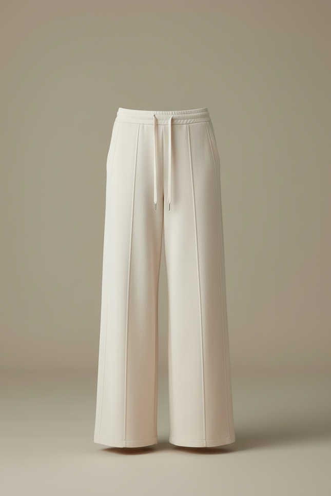 Pantalon Blanc Ample Décontracté En Maille Taille Élastique - vue 3