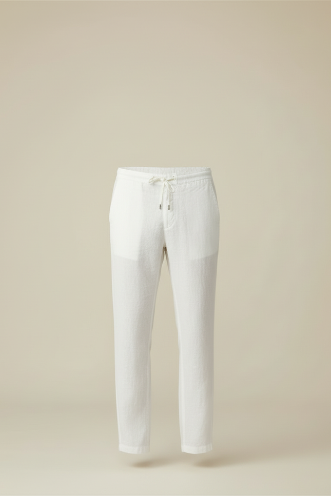 Pantalon Blanc Lin Décontracté Droit Homme - vue 3