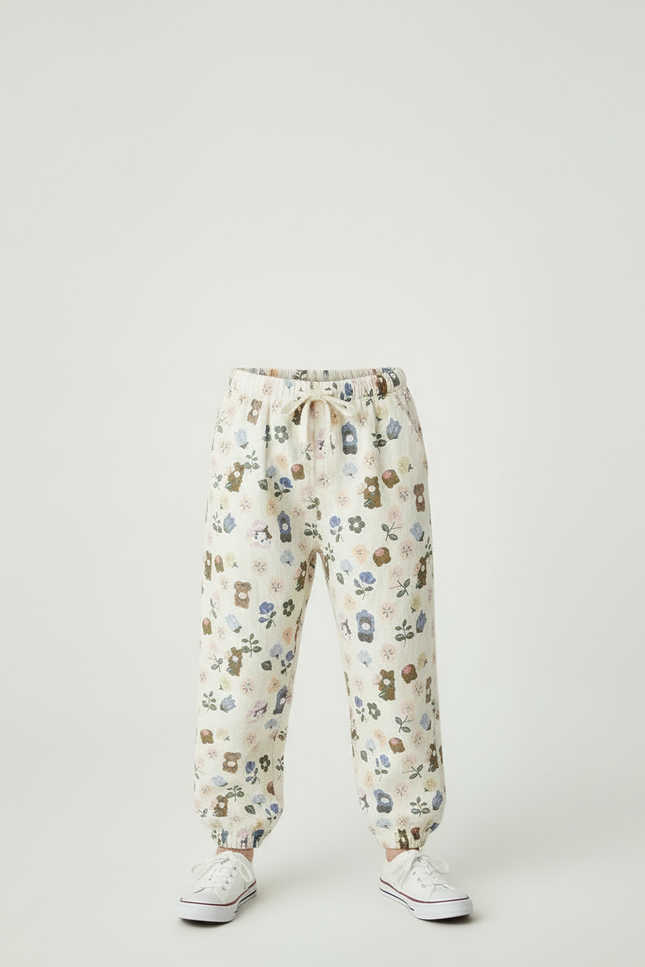 Pantalon Blanc Avec Fleurs - Lin - vue 3