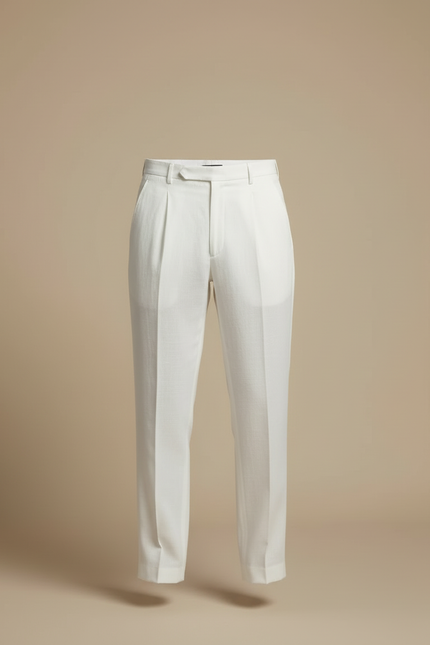 Pantalon Blanc Lin Plissé Droit Homme Léger - vue 3