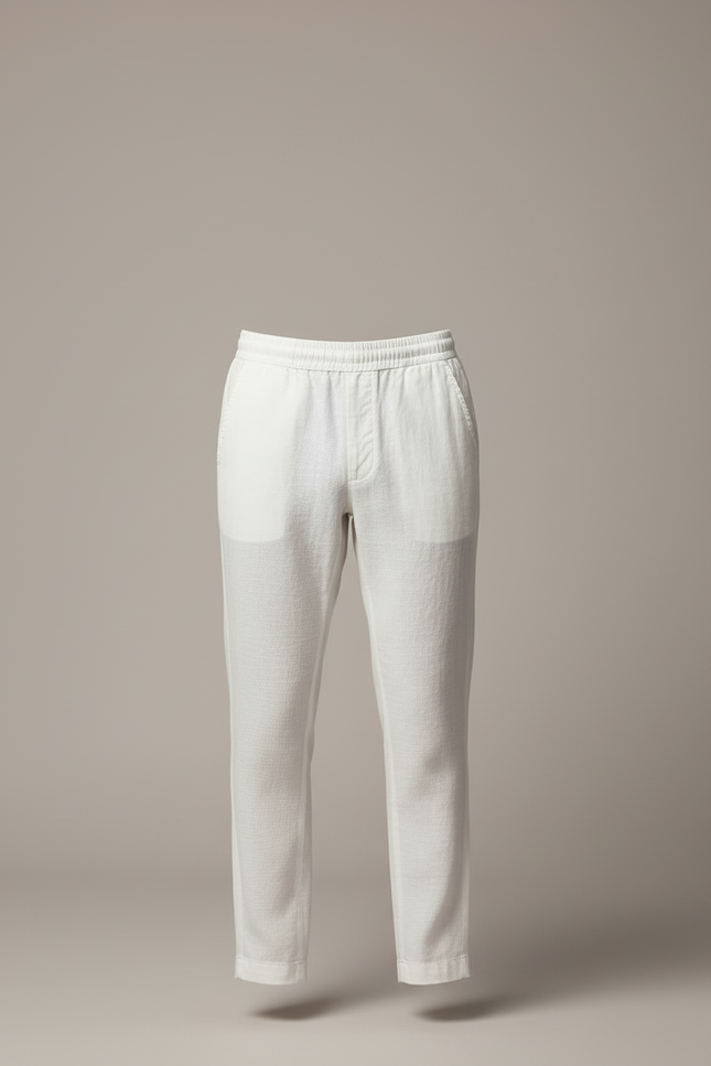 Pantalon Blanc Lin Décontracté Léger Droit Homme - vue 3