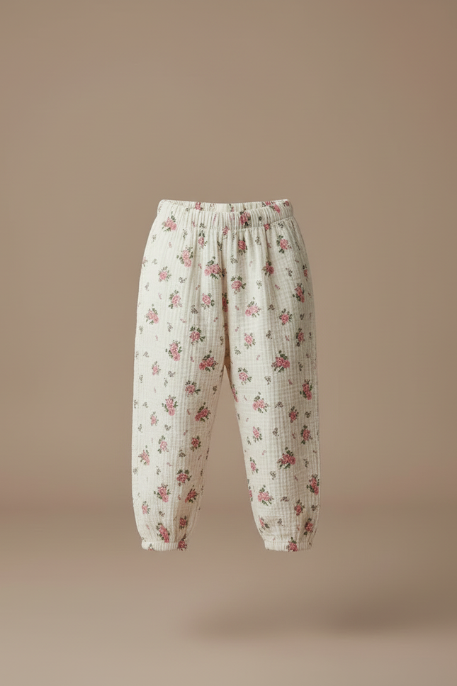 Pantalon Fluide Rose Et Blanc - Multicolore Coton - vue 3