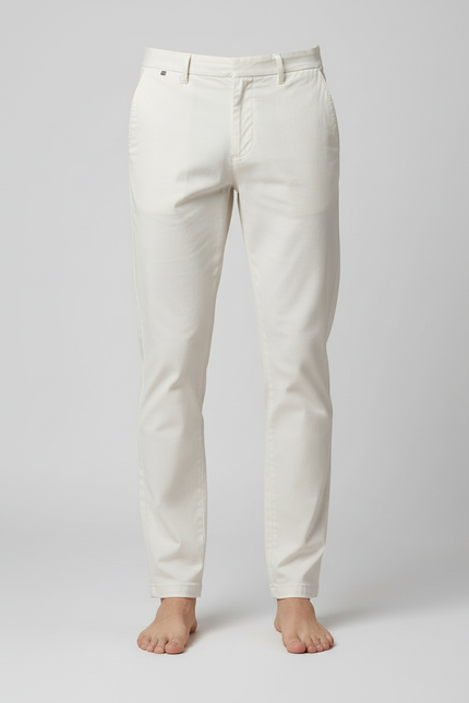 Pantalon Blanc Homme Droit Décontracté Coton Élégant - vue 3