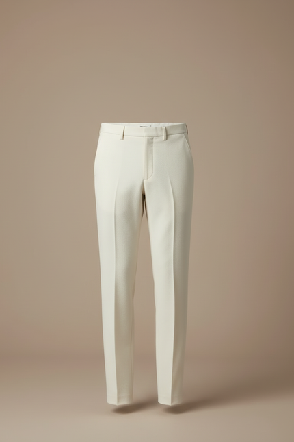 Pantalon Blanc Homme Droit Élégant Formel Laine - vue 3